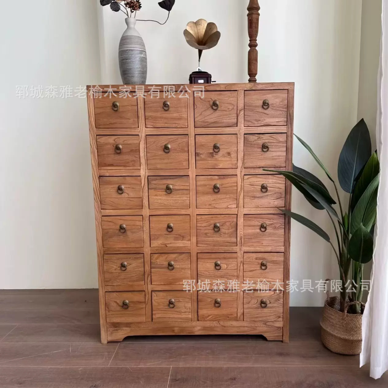 老榆木药柜家用实木展示柜中医配药柜新中式多格储物柜家用抽屉柜