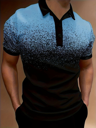 Polo estiva da uomo Ins, maglietta sportiva con stampa sfumata, tie-dye e asciugatura rapida_voghion.com