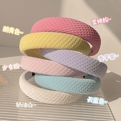 春秋新款奶油色仙氣高顱頂海綿寬發箍糖果色少女甜美復古頭箍壓發