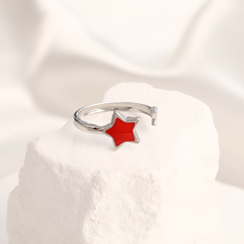 8g Weight 18K Gold Plated Plating Material Open Rings Classification Adjustable Ring Size 1 Piece Quantity Holiday, Daily Occasion 304 Stainless Steel Material Star, Oval, Wings Pattern Unisex Gender Enamel Design Simple Style, IG Style Style Wholesale Jewelry IG Style Simple Style Star Oval Wings 304 Stainless Steel 18K Gold Plated Enamel Open Rings 12