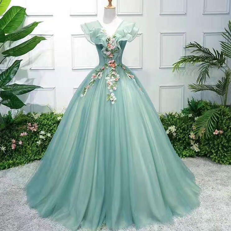 Green Tulle 2026 New Model Host Performance Student Vocal Solo Art Exam Tutu Long Evening Dress for Women