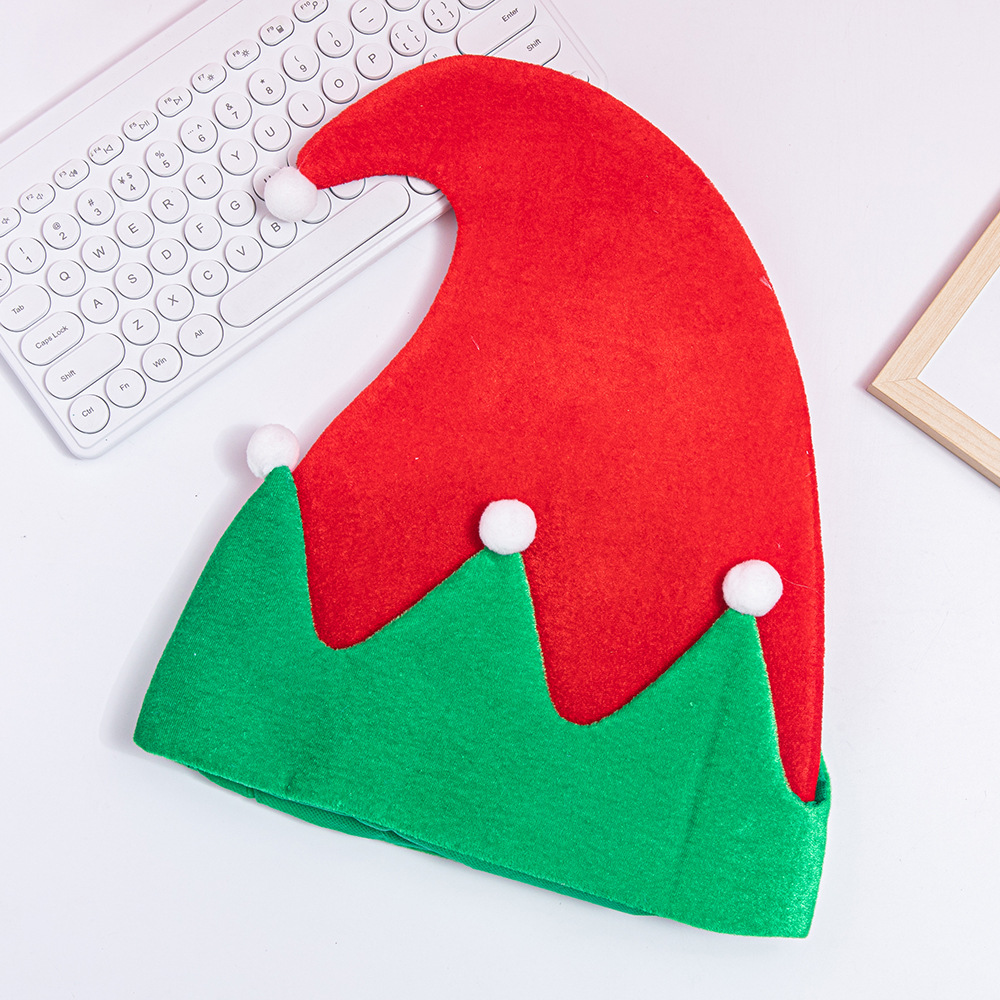 Christmas hat wholesale cross-border popular Christmas decoration supplies elf hat bells striped splicing hat Grinch