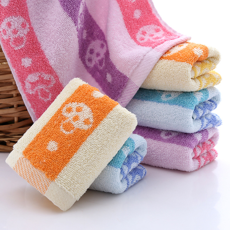 Children's towel wholesale cotton stripe jacquard mushroom kindergarten soft absorbent children's small towel face towel wholesale