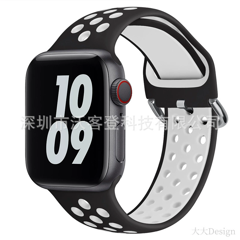 Подходит для Apple, силиконовый ремешок Nike с защёлкой, для Apple Watch 8/7/SE/6/5/4/3/2/1, двухцветный силикон