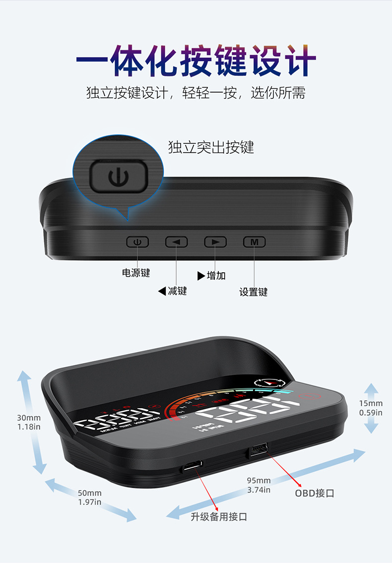 Car Head-Up Display Gps Multi-Function Car Hud Speed Obd Voice Broadcast Speed Measurement Digital Dog Instrument