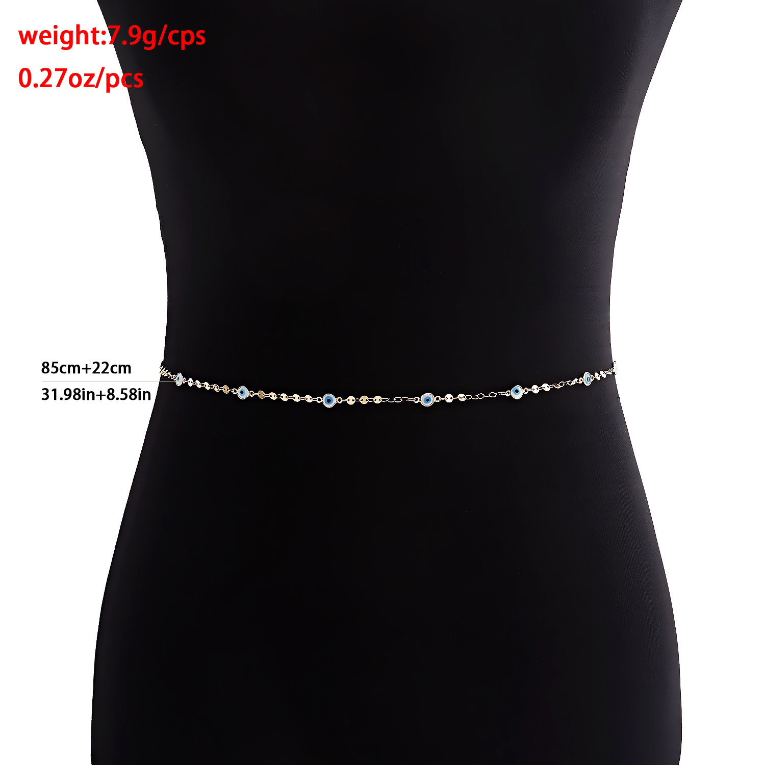 Fashion Devil's Eye Metal Artificial Gemstones Waist Chain display picture 1