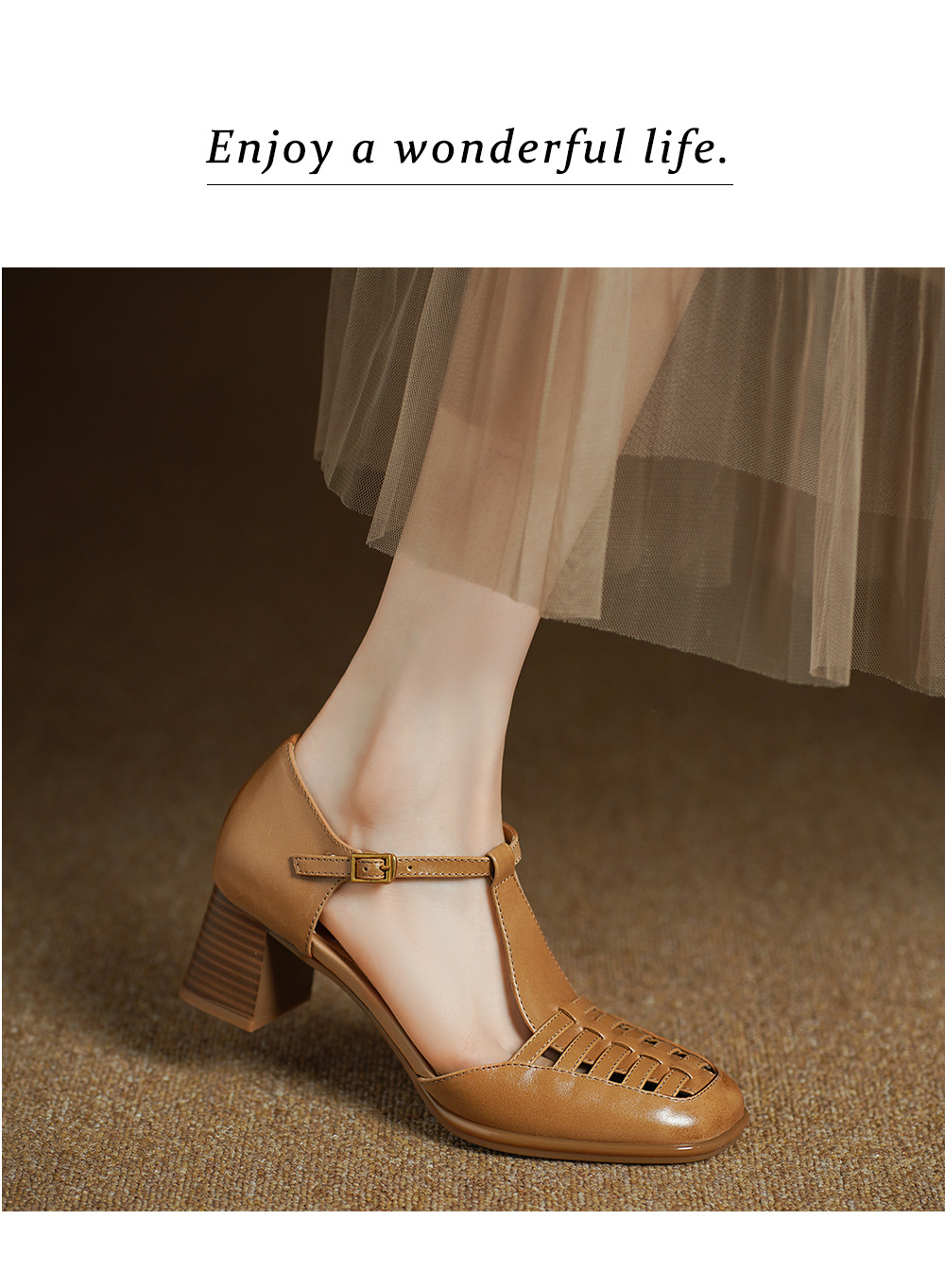 Sandal nữ da bò dệt quai chữ T kiểu La Mã, đế thấp thoáng mát — đen chi tiết 7