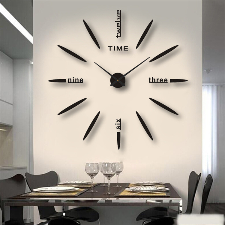 Luminoso reloj sin punzones estilo europeo mudo grande DIY Reloj de pared reloj digital de acrílico tridimensional reloj pegatina de pared