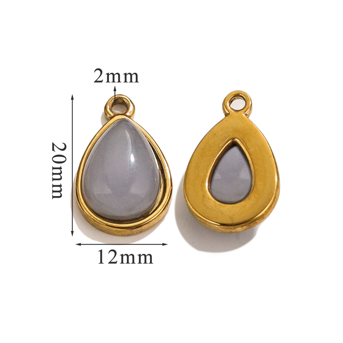 DIY accesorios de joyería gota de acero inoxidable incrustado piedra natural elíptica pequeña colgante pendientes pulseras collares materiales hechos a mano