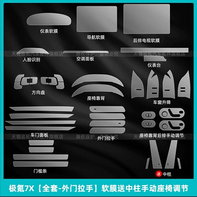 Car interior film, Suitable for 26 Models of - ji-krypton-7x-full-set-exterior-door-handle-soft-film-comes-with-center-column-manual-seat-adjustment
