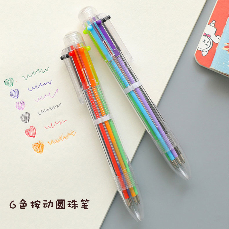 Pen set for students, red ballpoint pen, cartoon transparent, wholesale creative office supplies, multi-color set