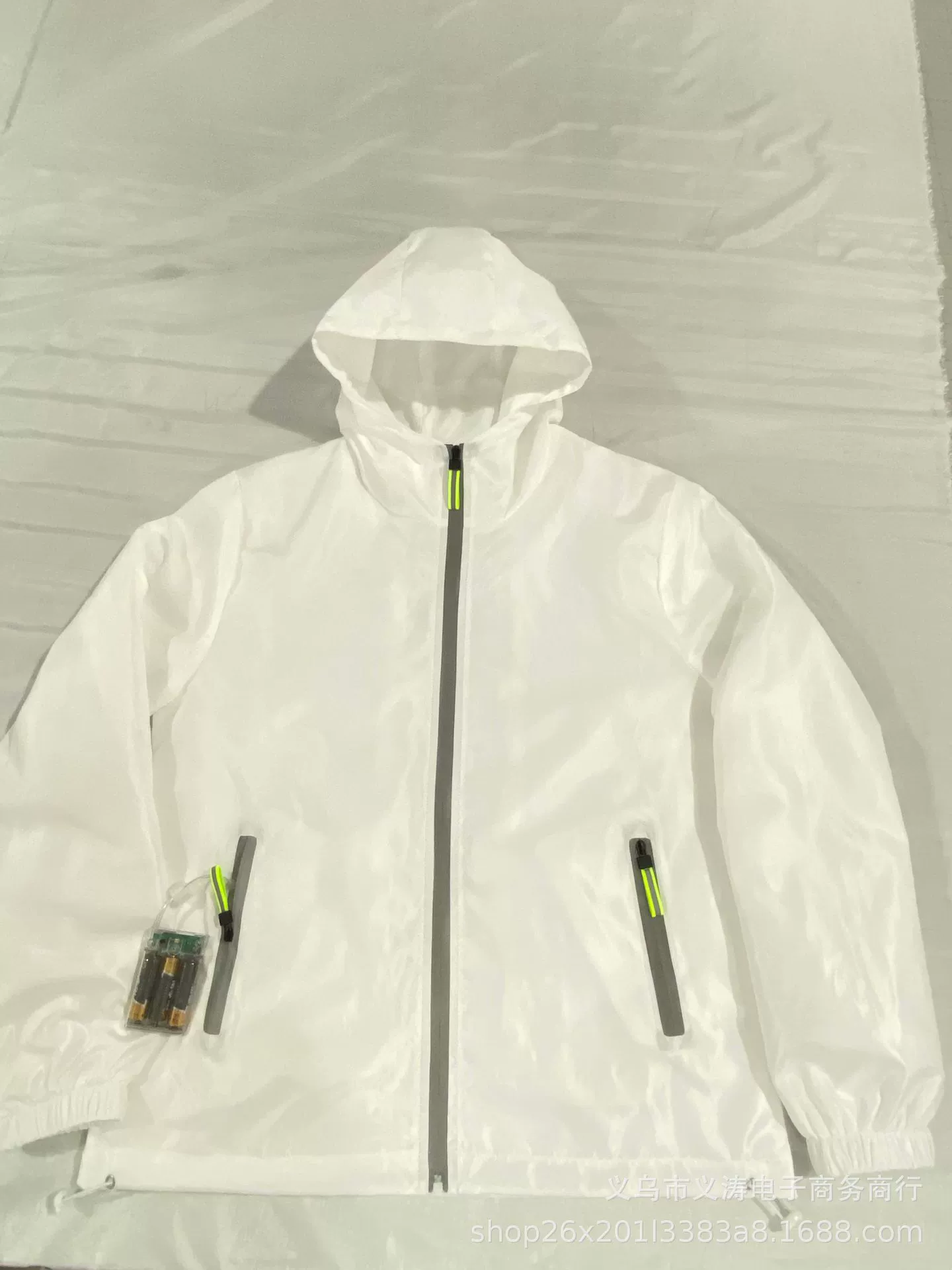 Light-Up Couple Outfit Set, White LED Hooded Jacket & Matching Bottoms, European Catwalk Style