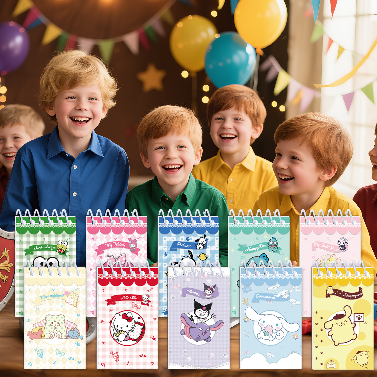 Semanas Sanrio cuaderno de mano de dibujos animados de alto valor de cara cuaderno de bobina cuaderno decoración de fiesta acompañante cuaderno de notas
