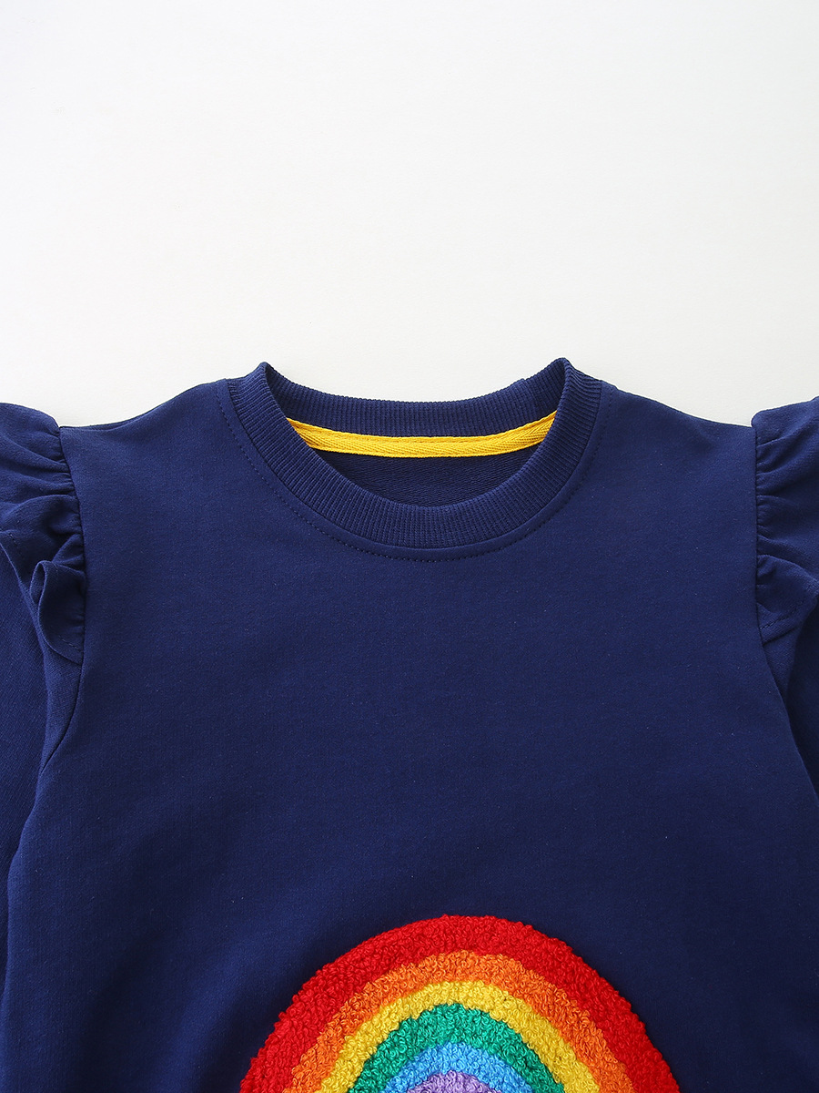 Suéter de moda para niñas, suéter infantil de cuello redondo bordado de estilo europeo y americano, nuevo producto de otoño, suéter de punto de algodón para niños pequeños y medianos