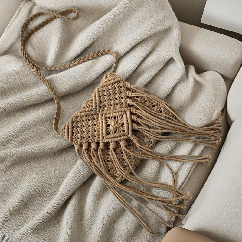 코튼 로프 태슬 백 커피