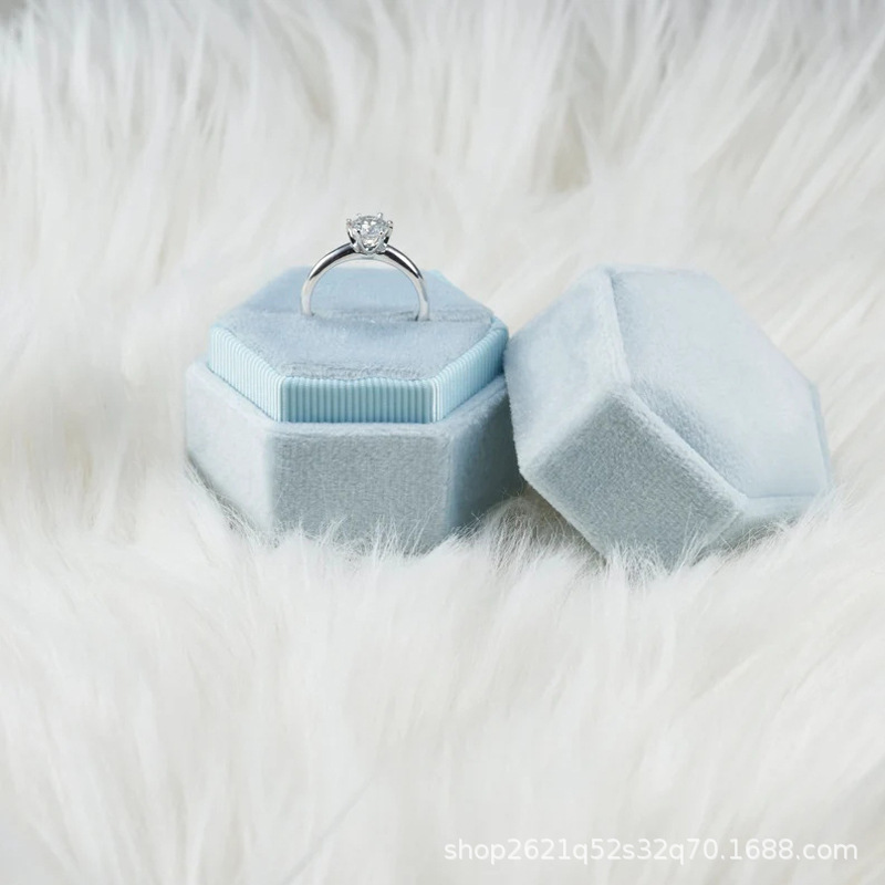 Etsy人気ホットスタンプ六角形ハクチョウベルベットリングボックスシングルスロットダブルスロット结婚式プロポーズ周年记念プレゼント|undefined