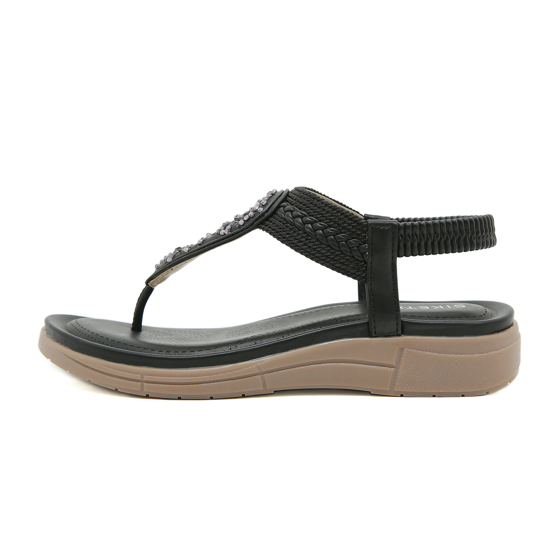 5012-2 2025 nuevas sandalias amazonas bohémias diamante cómodas vacaciones en el mar zapatos planos grandes