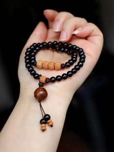 Original Old Material Ebony Buddha Beads Bracelet Female Forest Student Rudraksha Bracelet Couple Ethnic Style Male