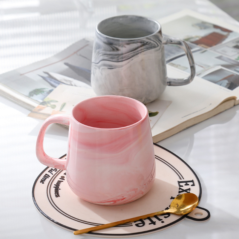 Nordic Ins Ceramic Mug Creative Stone Pattern Household Breakfast Milk Cup Coffee Cup Couple's Drinking Cup