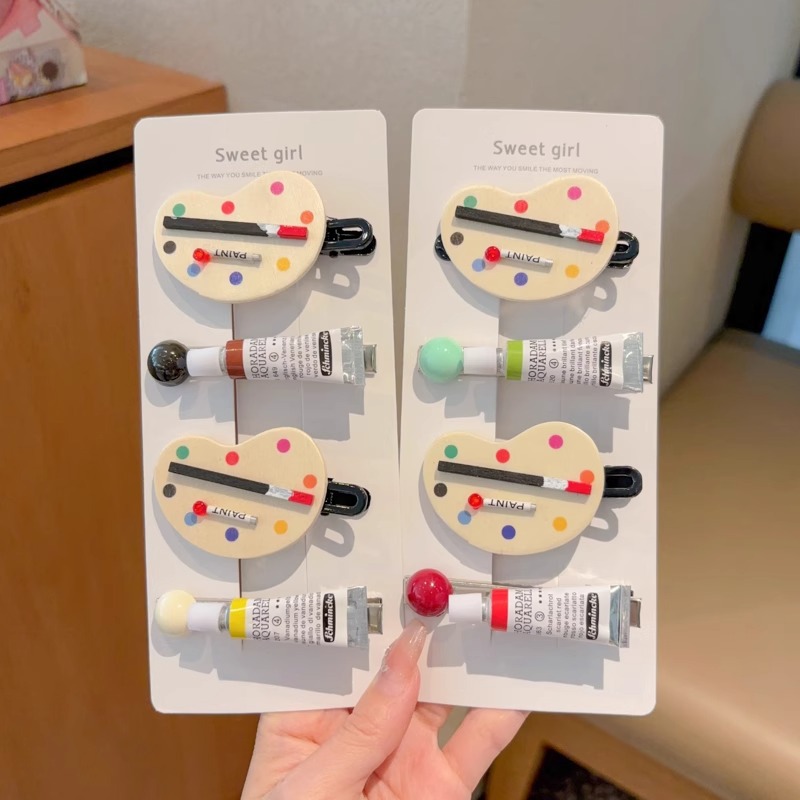 Creativa coreana de pintura pinzas de cabello para mujeres 2024 nuevo extraño lateral pinzas de cabello pinzas de cabello tocado