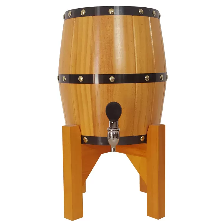 批发木质不锈钢内胆啤酒桶橡木松木分酒器立式啤酒木桶圆桶