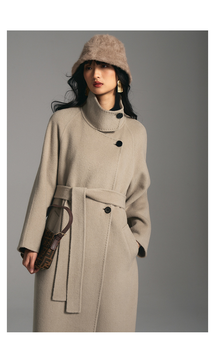 Winter New Korean Womens 100% Wool Cashmere Jacket Standing