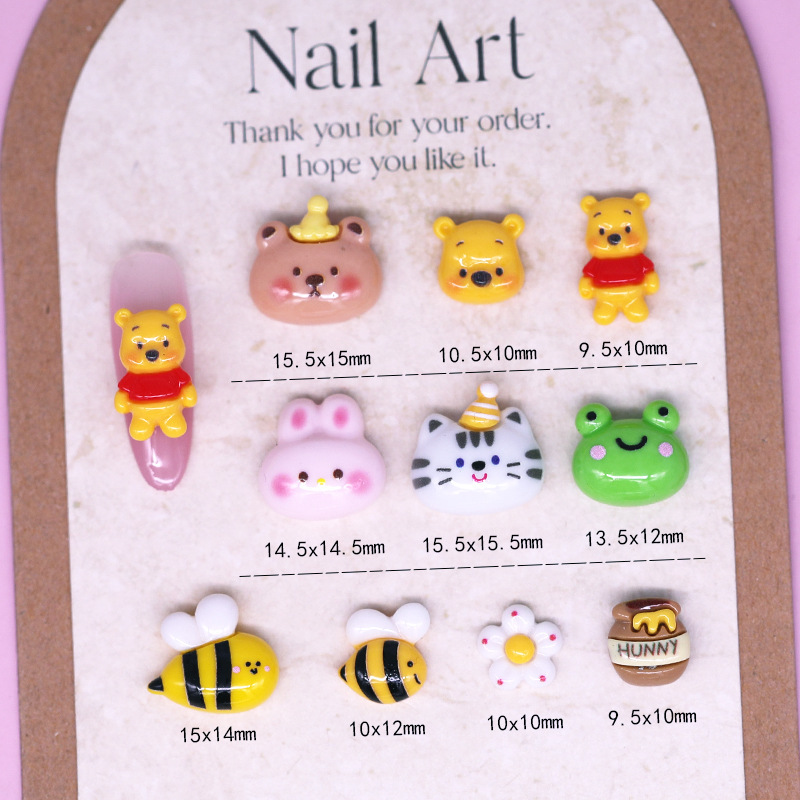 Winnie the Pooches Nail Art Accessories Cartoon Super Cute Flat Bottom Nail Resin Bear Rabbit Big Bee Wear Armor Accessories Winnie the Pooches Nail Art Accessories Cartoon Super Cute Flat Bottom Nail Resin Bear Rabbit Big Bee Wear Armor Accessories