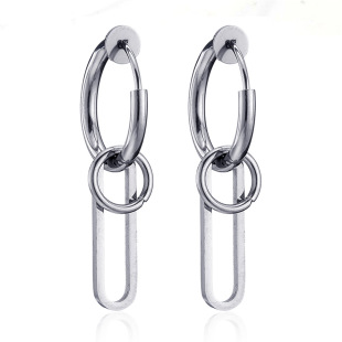 Cross-border source manufacturer stainless steel unisex hip hop personality spring line ear ring