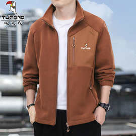 啄木鸟奥粒绒男士外套秋冬季运动加厚保暖卫衣户外立领抓绒衣夹克