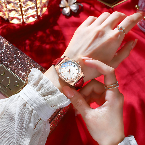 CHENXI New Kuaishou Live Broadcast Watch Women's Fashion Calendar Diamond Waterproof Leather Watch