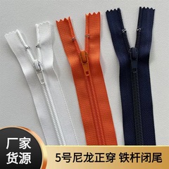 在庫あり5号ナイロン製鉄製閉鎖式自動ヘッド付き服飾用ジッパー、作業服、パンツ、靴紐、ハンドバッグ、バッグ、衣類、ポケット用