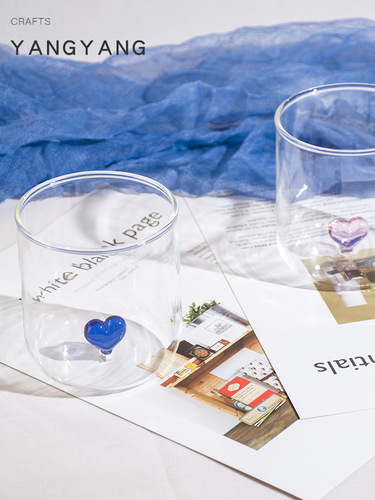 Factory wholesale heart glass Nordic creative love glass couple water cup milk souvenir pair cup