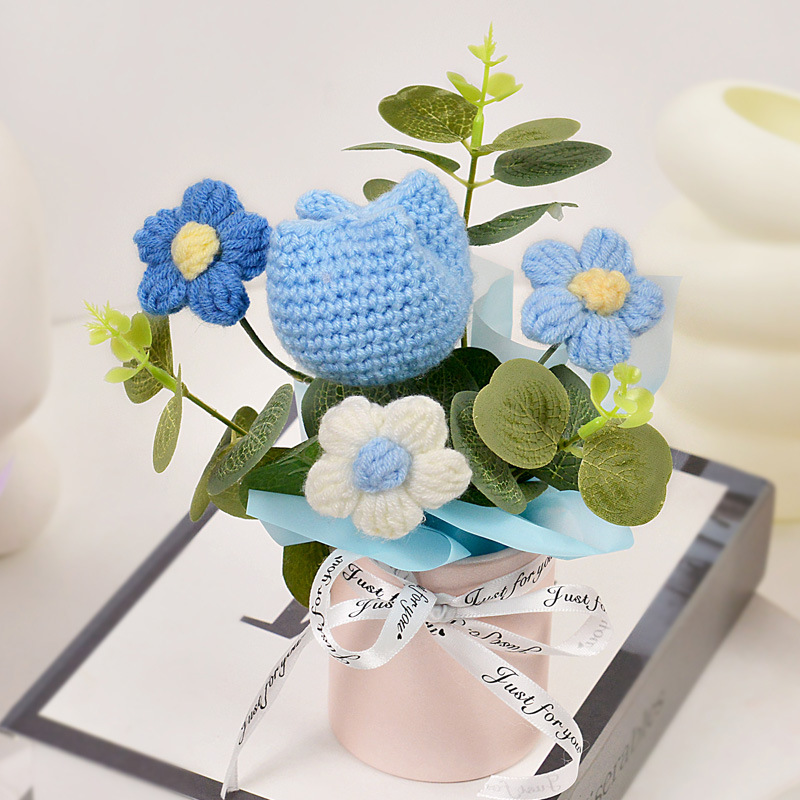 블루 팻 헤드 튤립 파우더 허그 버킷