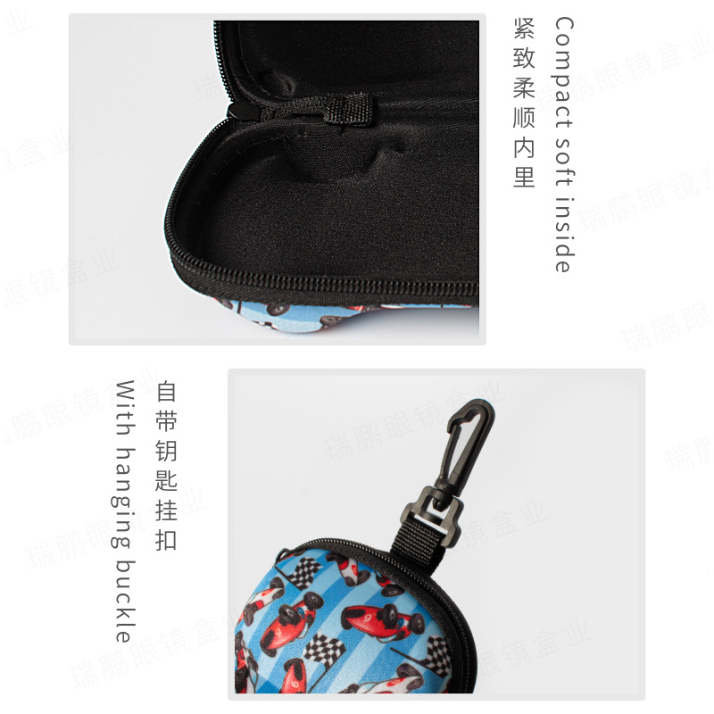 Caja de gafas para niños anti-compresión hermosa impresión de color eva cremallera caja de gafas para automóviles