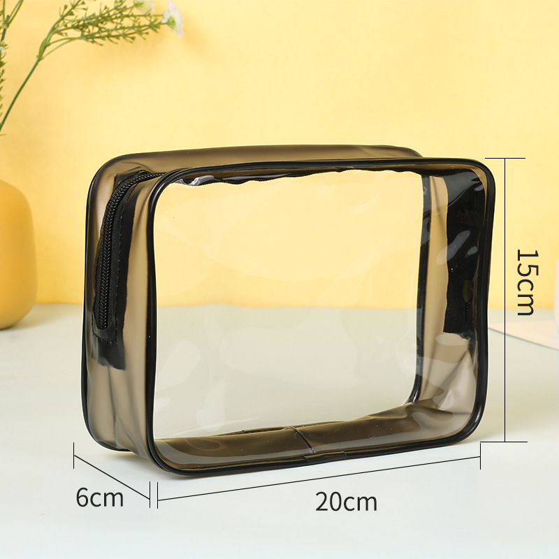 Moderno simple negro de gran capacidad de plástico de PVC bolsa de lavado multifuncional bolsa de almacenamiento de artículos de tocador