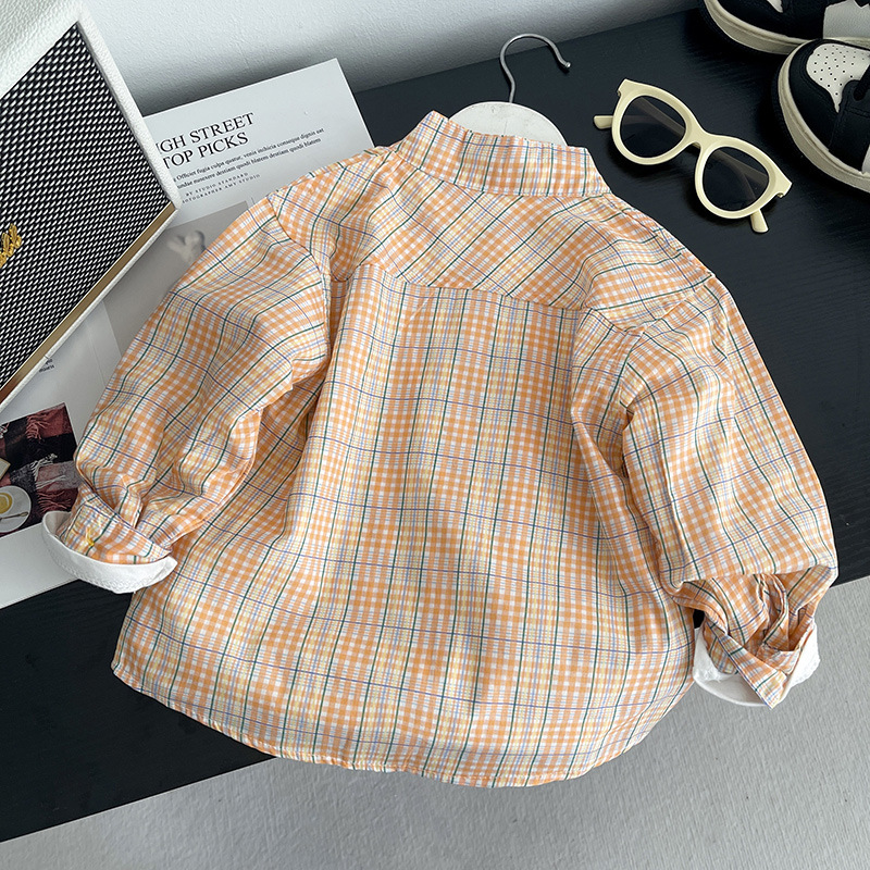 Camisa a cuadros para niños 2025 nuevo estilo bebé niño chaqueta casual estilo occidental primavera y otoño camisa para niños moda de manga larga