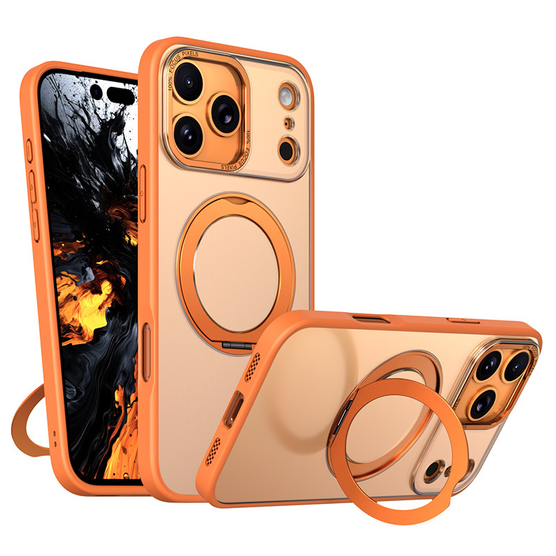 iPhone17promax用スマホケース、スタンド付き、マグネット式、360度回転、16pro用、マットな肌触り、耐衝撃、15対応|undefined