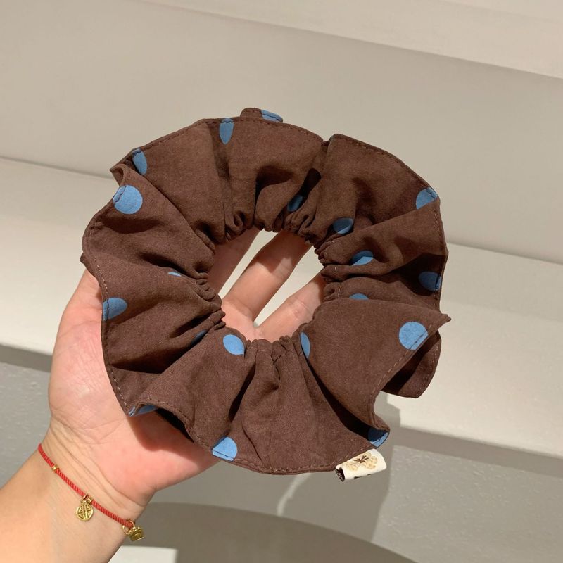 【蓝波点】早秋复古咖色系蓝波点大肠发圈新款韩系肠圈发箍发饰女|undefined