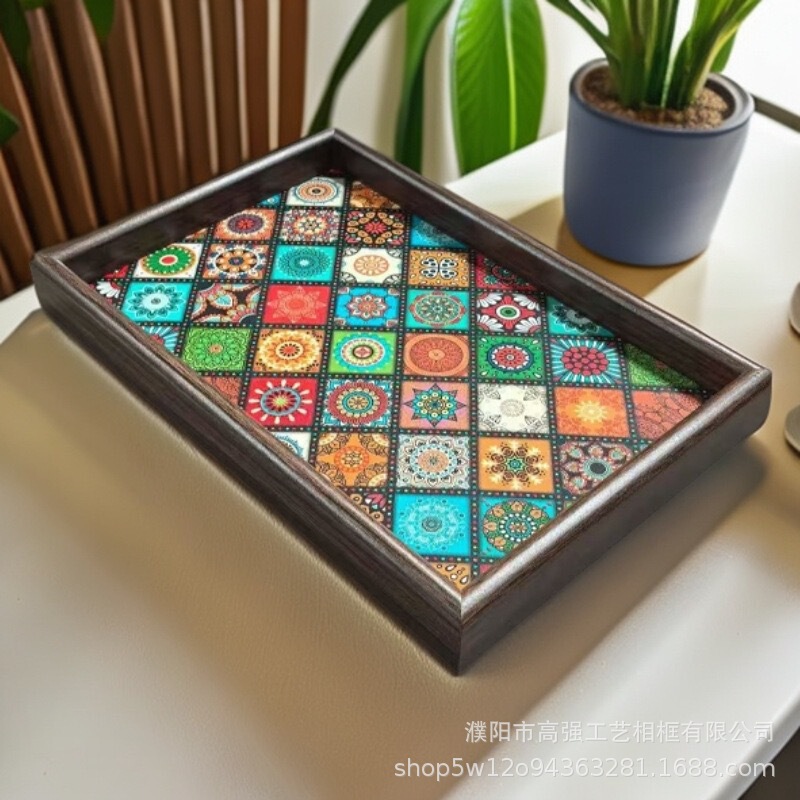 波西米亚风托盘异域客厅桌面收纳首饰收纳玄关家用皮革茶盘收纳盘|undefined