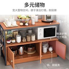 廚房置物架帶門切菜桌碗櫃櫥櫃儲物收納櫃架落地多層微波爐菜直銷