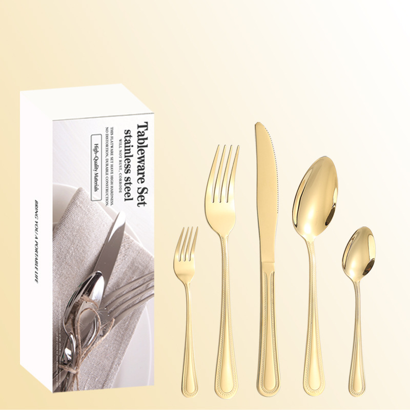 Productos de venta caliente transfronteriza cubiertos de acero inoxidable 20 / 30 juegos de doble línea 5 juegos de piezas principales cuchillo de filete de comida occidental tenedor cuchara set