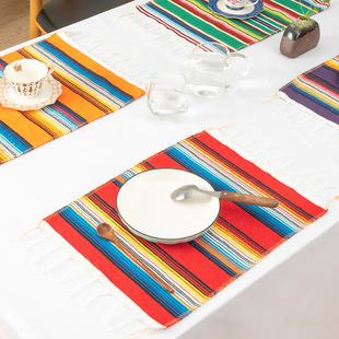 Spot Cross-Border Amazon Mexican Style Placemats Ethnic Style Strips Western Placemats Insulated Placemats