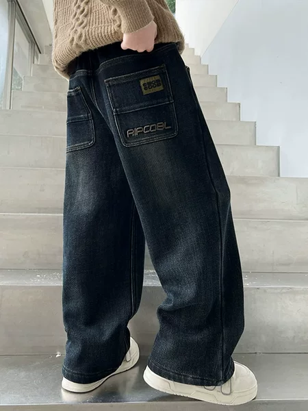Boys' Jeans 2026 New Style Children's Wide-Leg Pants Casual Loose Pants for Older Kids Fashionable Autumn Wear for Boys