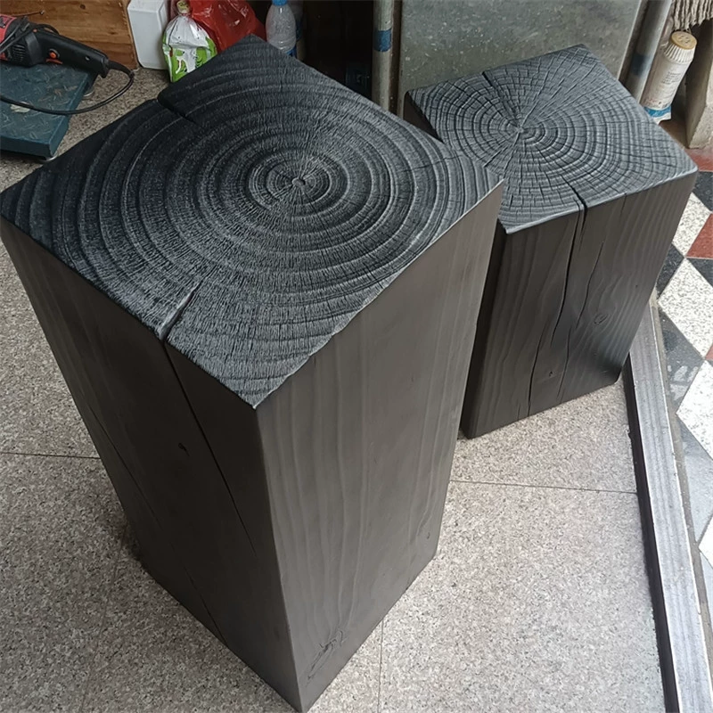 Тихий ветер карбонизированный черный бревенчатый пирс пансион квадратный деревянный пирс, чтобы украшать пень, креативный домашний круглый стул