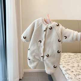 婴儿冬季连体衣百天衣服冬装超萌韩系婴幼儿外出服冬灯芯绒蝴蝶衣