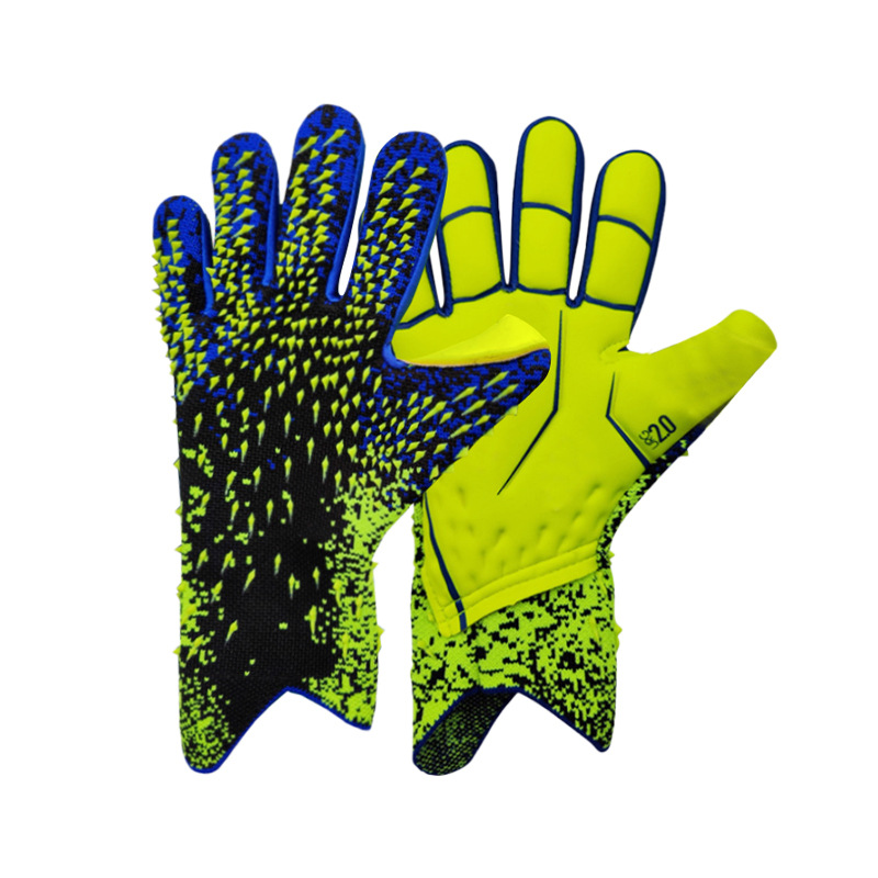 Transfronterizo nuevo fútbol adulto látex sin dedos de punto transpirable resistente al desgaste engrosada guantes de portero