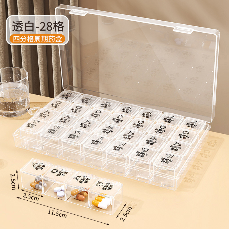 Three Meals a Day Portable Storage Pill Box with 21 Compartments for a Week, Large Capacity Plastic Transparent Medicine Pill Packaging Box