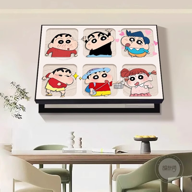 クレヨンしんちゃん電計箱装飾画漫画シンプル配電箱遮断壁画弱電箱電門箱掛画|undefined