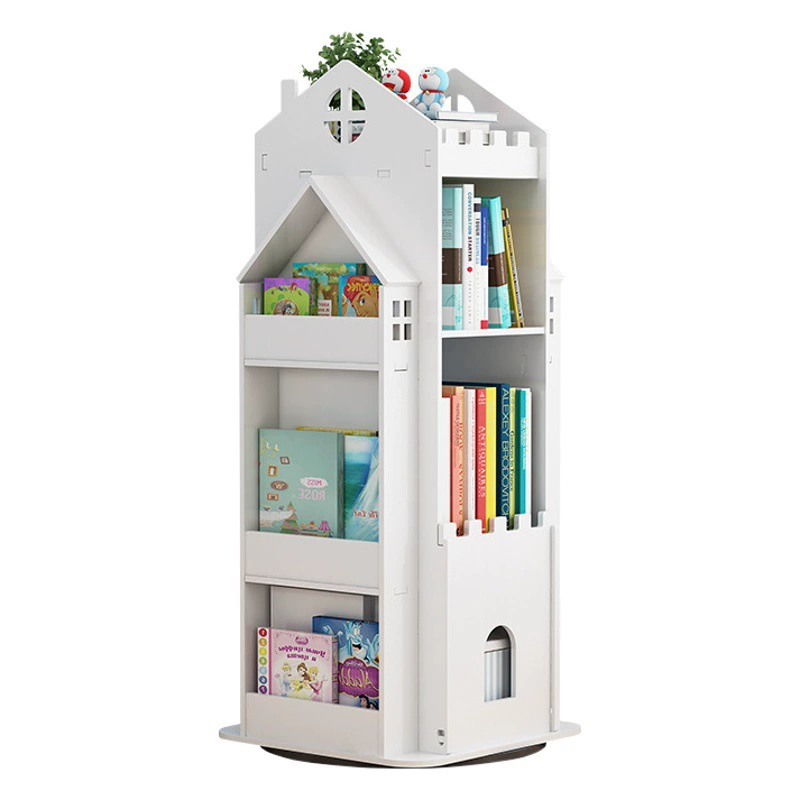 Книга с картинками, простая детская вращающаяся книжная полка, простой напольный маленький книжный шкаф для гостиной, дома, Студенческая полка для хранения на 360 градусов