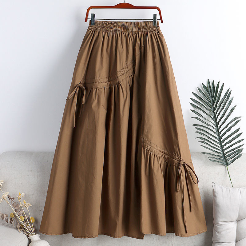 Summer New High Waist Slimming Irregular Strap Mid-length Large Swing A- line Skirt Skirt Women's ins